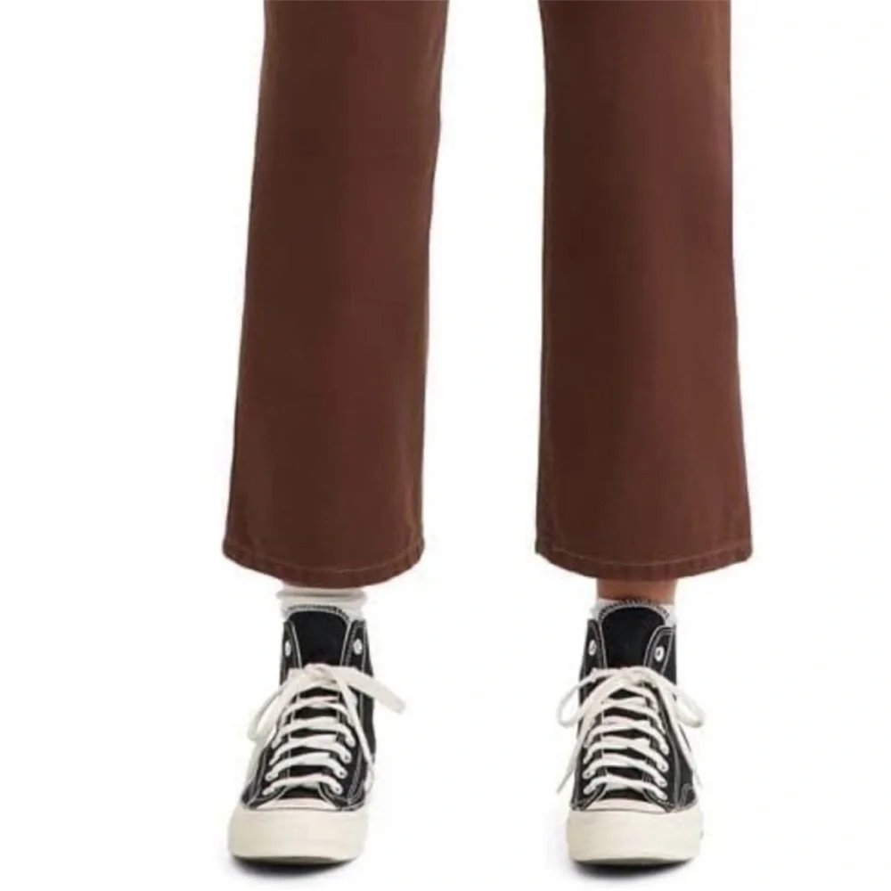 Levi’s 29x27 Jeans Ribcage Straight Ankle Brown Exposed Snap Fly 100% cotton NWT - Picture 9 of 14